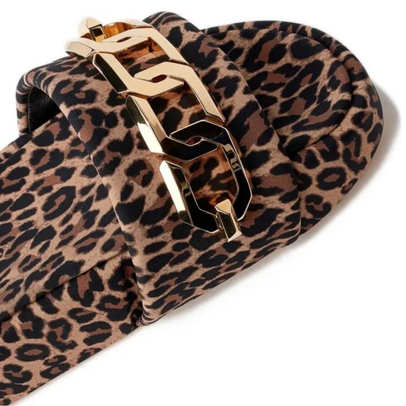 Good American Chain Platform Slide Sandal, Pale Leopard, NIB - Picture 2 of 7